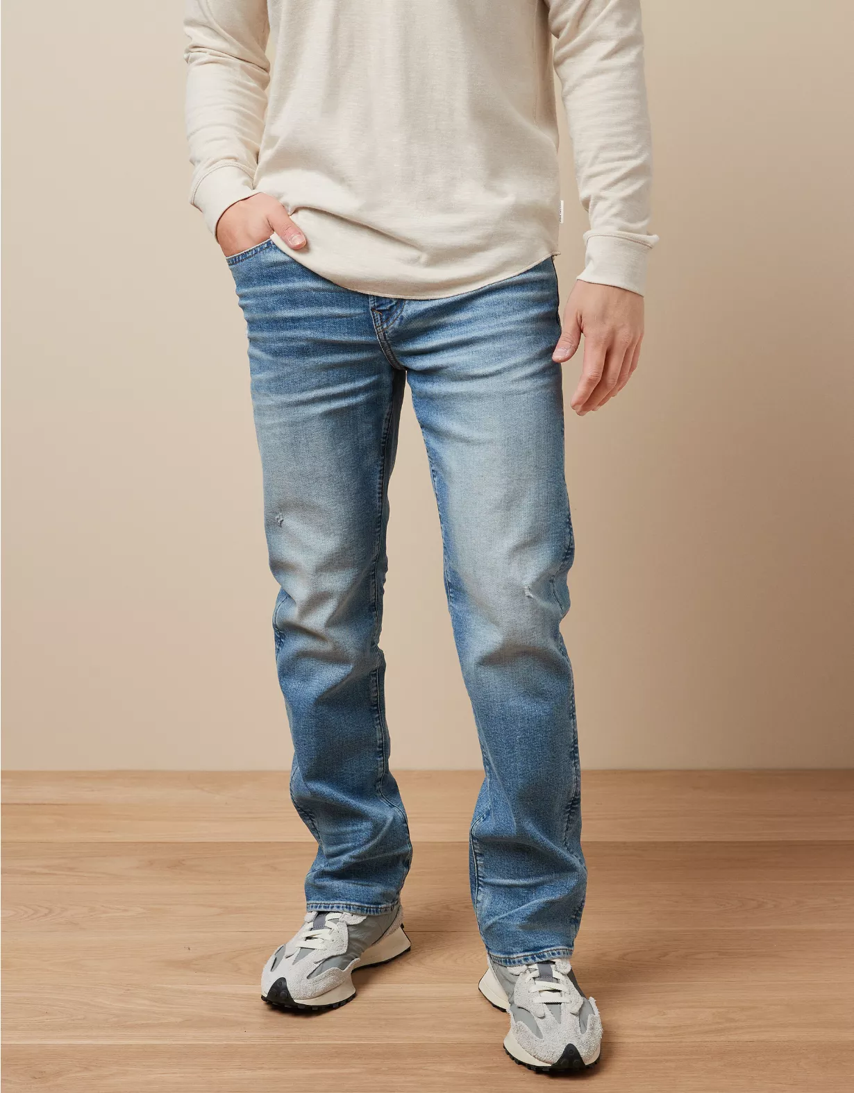 AE AirFlex+ Distressed Relaxed Straight Jean 1 AE AirFlex+ Distressed Relaxed Straight Jean