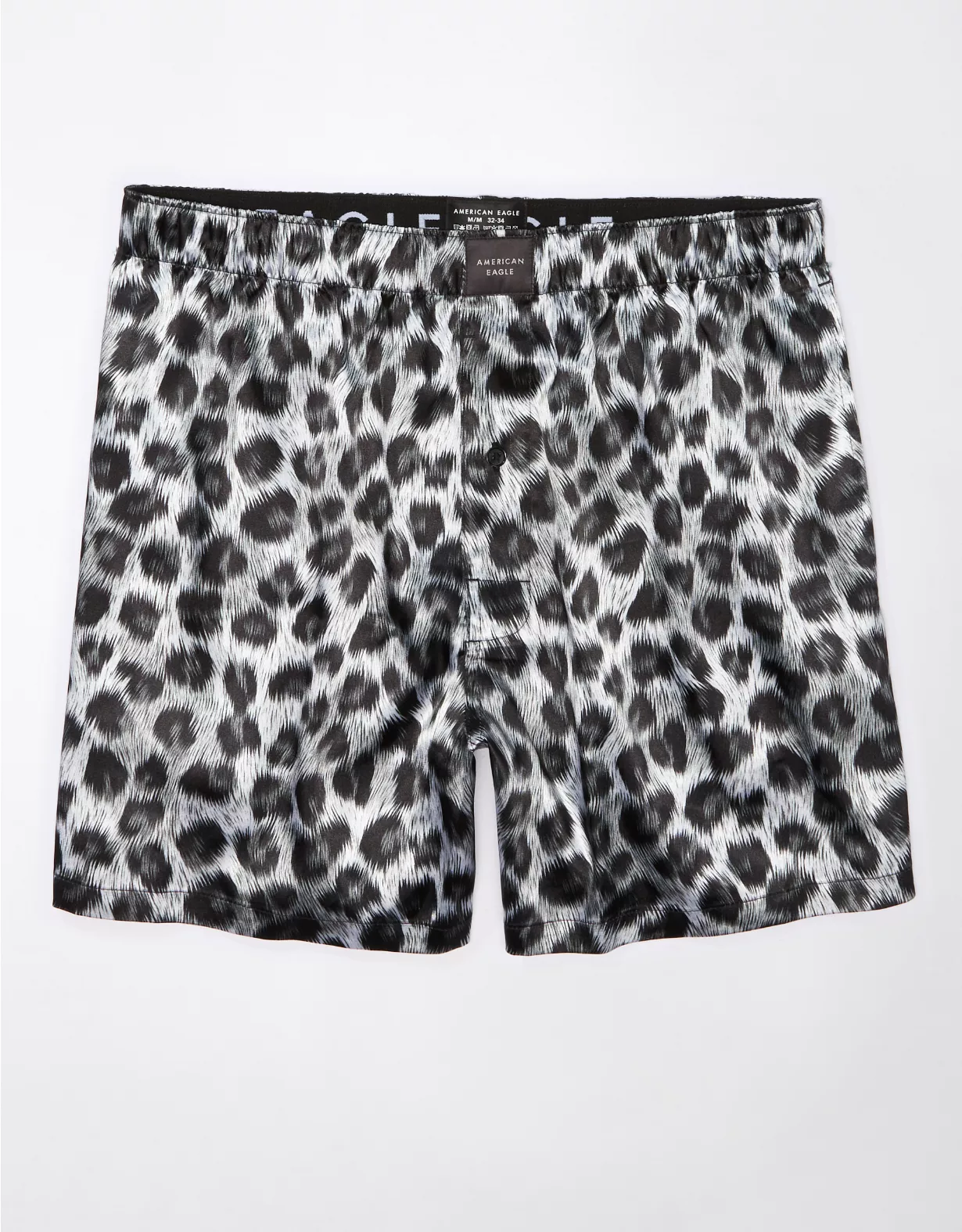 AEO Snow Leopard Satin Pocket Boxer Short 1 AEO Snow Leopard Satin Pocket Boxer Short
