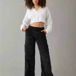 AE Dreamy Drape Stretch Curvy Super High-Waisted Baggy Wide-Leg Corduroy Pant