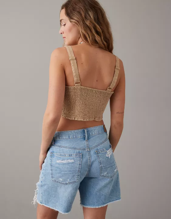 AE Cropped Denim Corset Tank Top 2 AE Cropped Denim Corset Tank Top - Image 2