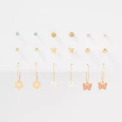 AEO Gold Mini Stud + Hoop Earring 18-Pack 5 AEO Gold Mini Stud + Hoop Earring 18-Pack -Drape Mode Sales 0484 6632 709 b