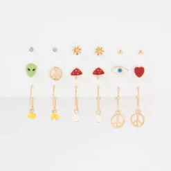 AEO Hoop + Stud Charm Earrings 18-Pack -Drape Mode Sales 0484 6815 900 b