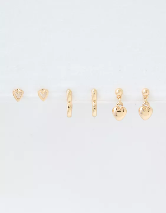 AEO Gold Heart Earrings 6-Pack 3 AEO Gold Heart Earrings 6-Pack - Image 3