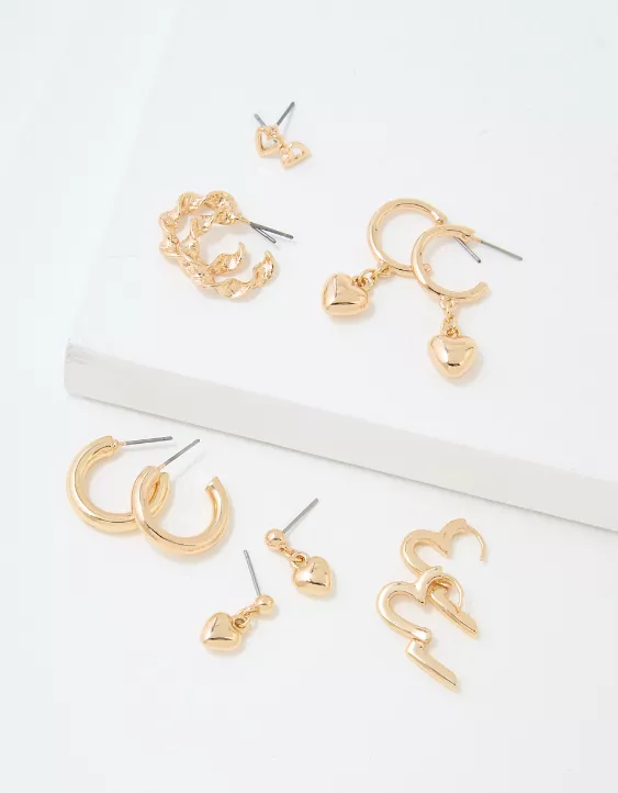 AEO Gold Heart Earrings 6-Pack 2 AEO Gold Heart Earrings 6-Pack - Image 2