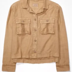 AE Cropped Long-Sleeve Cargo Button-Up Shirt -Drape Mode Sales 0536 4751 200 f