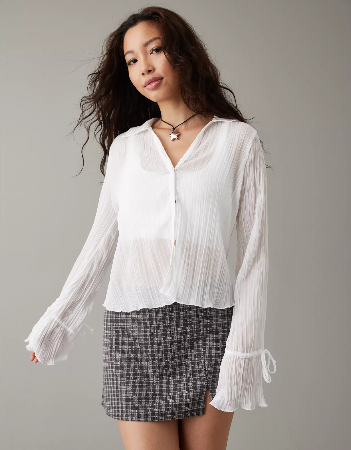 AE Mesh Ruffled Shirt 1 AE Mesh Ruffled Shirt