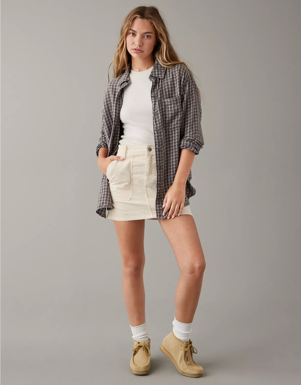 AE Oversized Plaid Flannel Shirt 1 AE Oversized Plaid Flannel Shirt