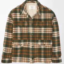 AE Plaid Button-Up Jacket -Drape Mode Sales 2101 1555 309 f