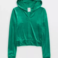 OFFLINE By Aerie Bright Lights Velour Cropped Full Zip Hoodie 5 OFFLINE By Aerie Bright Lights Velour Cropped Full Zip Hoodie -Drape Mode Sales 2164 1406 858 f