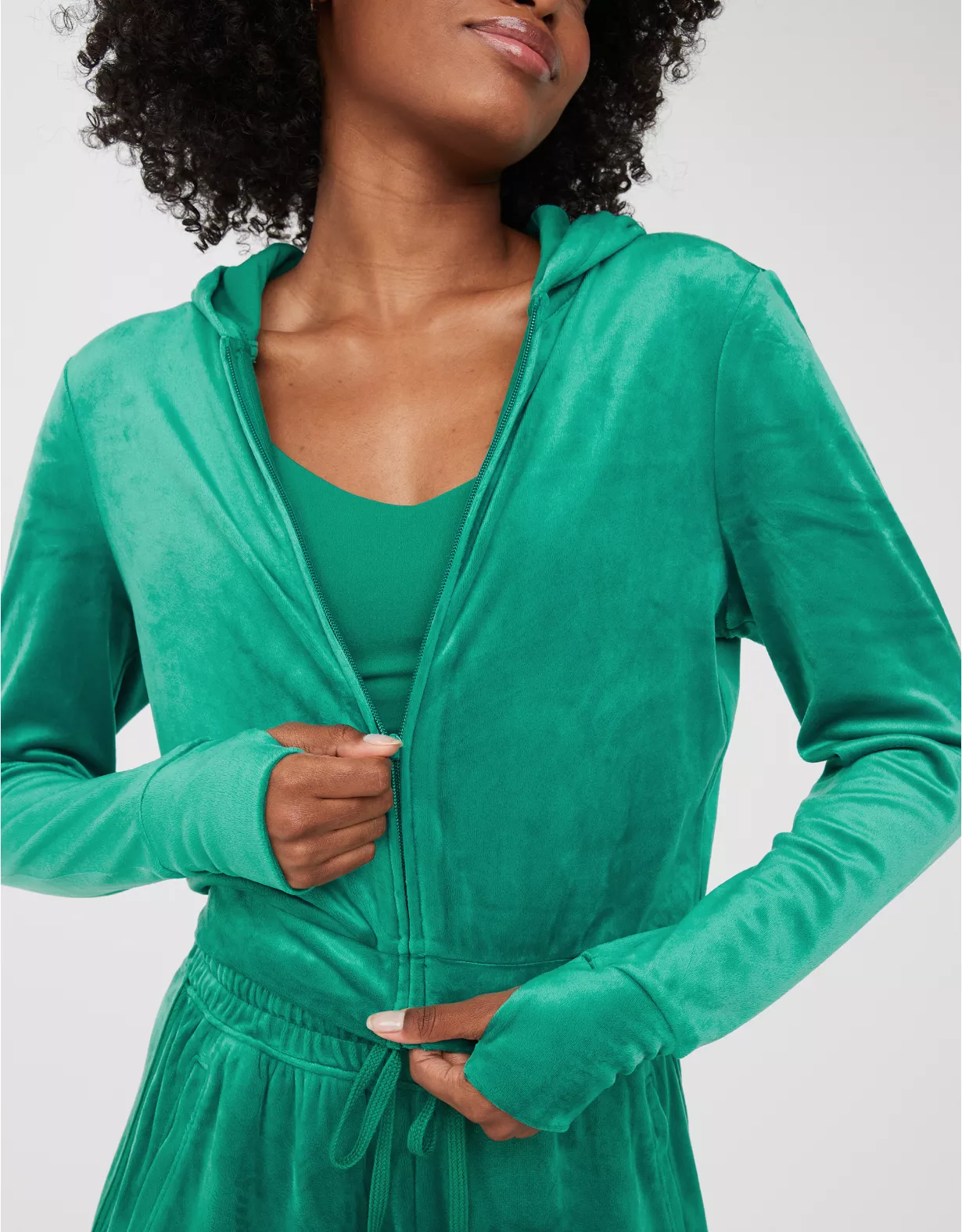 OFFLINE By Aerie Bright Lights Velour Cropped Full Zip Hoodie 1 OFFLINE By Aerie Bright Lights Velour Cropped Full Zip Hoodie