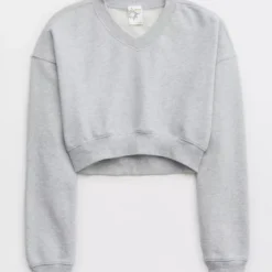 OFFLINE By Aerie Throw-Back Cropped V Neck Sweatshirt 5 OFFLINE By Aerie Throw-Back Cropped V Neck Sweatshirt -Drape Mode Sales 2164 1430 012 f