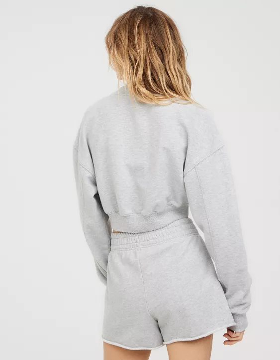 OFFLINE By Aerie Throw-Back Cropped V Neck Sweatshirt 2 OFFLINE By Aerie Throw-Back Cropped V Neck Sweatshirt - Image 2