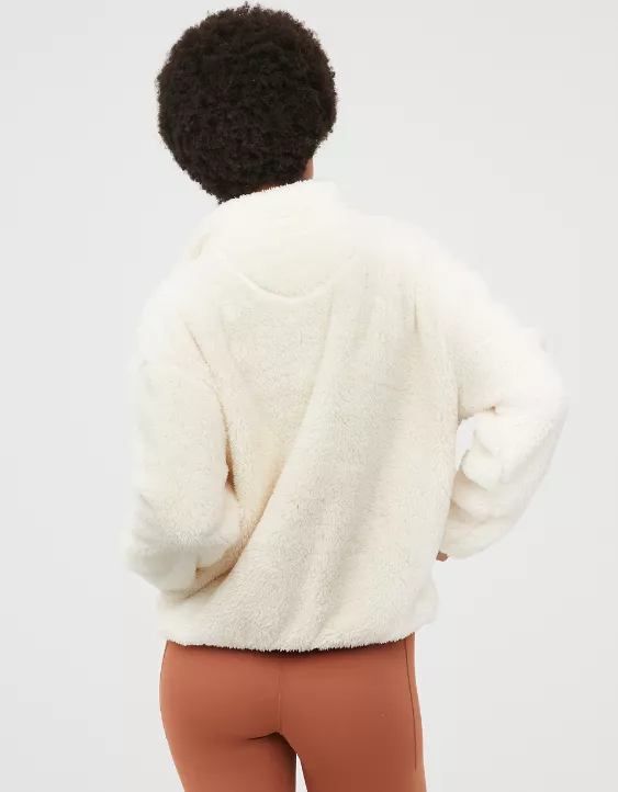 OFFLINE By Aerie Fluffy Sherpa Quarter Zip Sweatshirt 2 OFFLINE By Aerie Fluffy Sherpa Quarter Zip Sweatshirt - Image 2