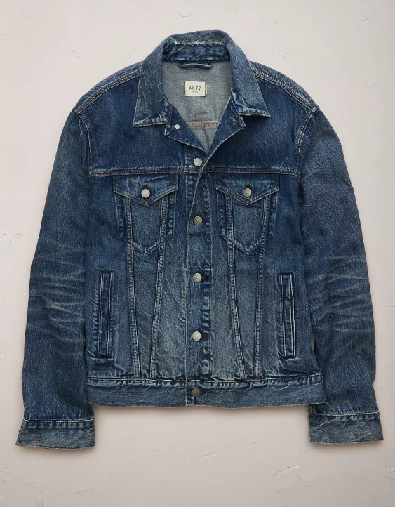 AE77 Premium Denim Trucker Jacket 3 AE77 Premium Denim Trucker Jacket - Image 3