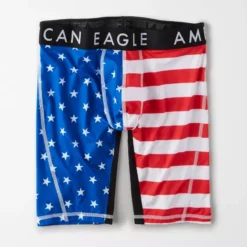 AEO Stars + Stripes 9" Flex Boxer Brief 5 AEO Stars + Stripes 9" Flex Boxer Brief -Drape Mode Sales 3232 8628 400 f